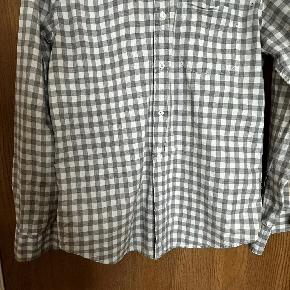 J. Crew Button‎ Down Shirt Men's Sz M Slim 100% Cotton Plaid Gray Long Sleeves